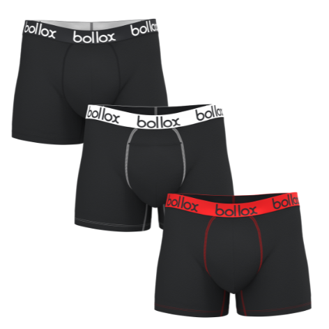 3 PACK BUNDLE: Black,White, Red - Men's Trunk  H- Fly Style - Bamboo & Cotton Blend